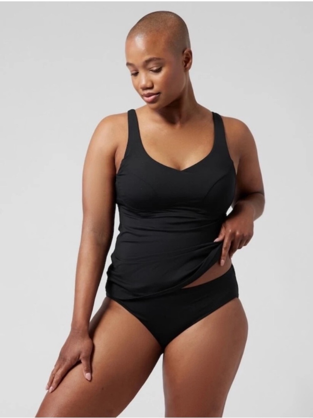 Athleta Bondi Bra Cup Tankini Swim Tank‎ Black UPF 50+ Beach 34 B/C New